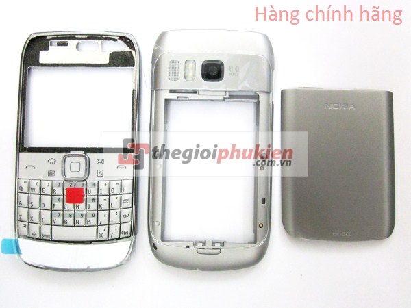 Vỏ Nokia E6-00 Bạc Công ty Full bộ